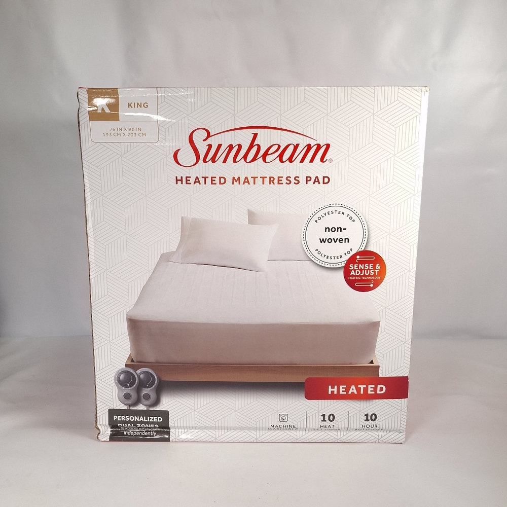 SUNBEAM King-size Heated Mattress Pad Dual Zone Controls